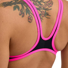 Costum de baie femei W Arena Biglogo One Piece Black-Fluopink