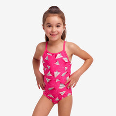 Costum înot Fete Funkita Printed One Piece - Paper Pink