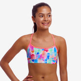 Bustieră înot fete Funkita Swim Crop Top - Tickle Pink