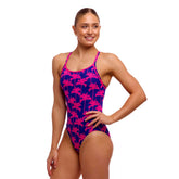 Costum menstrual înot Femei Funkita Diamond Secure One Piece - Pinky Palms