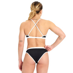 Costum baie Femei Arena Icons Bikini Cross Back Solid (black-white)