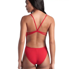 Costum de baie Femei Arena Swim Lace Back Solid (Roșu)