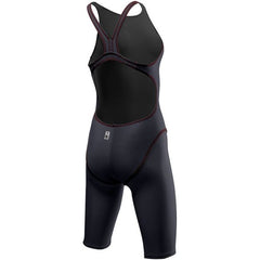 Costum competiție femei TYR Thresher Open Back (gri-roșu)