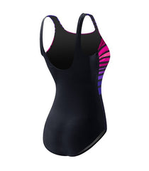 Costum Ombre Stripe Aqua Controlfit Bleumarin-Roz