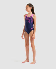 Costum înot fete Arena Kikko Swimsuit Pro (Navy/Shocking Pink)