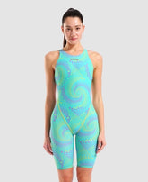 Costum competiție femei Arena Powerskin ST Next Fireflow Seaglass Openback LE