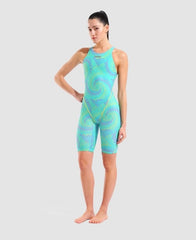 Costum competiție femei Arena Powerskin ST Next Fireflow Seaglass Openback LE