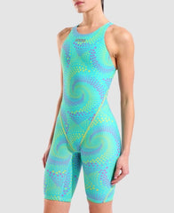 Costum competiție femei Arena Powerskin ST Next Fireflow Seaglass Openback LE