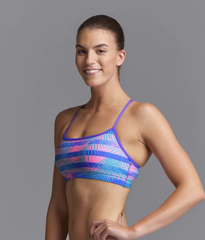 Bustieră înot Femei Funkita Swim Crop Top - Pastel Palm