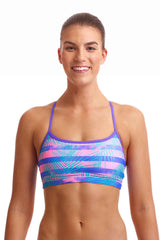 Bustieră înot Femei Funkita Swim Crop Top - Pastel Palm