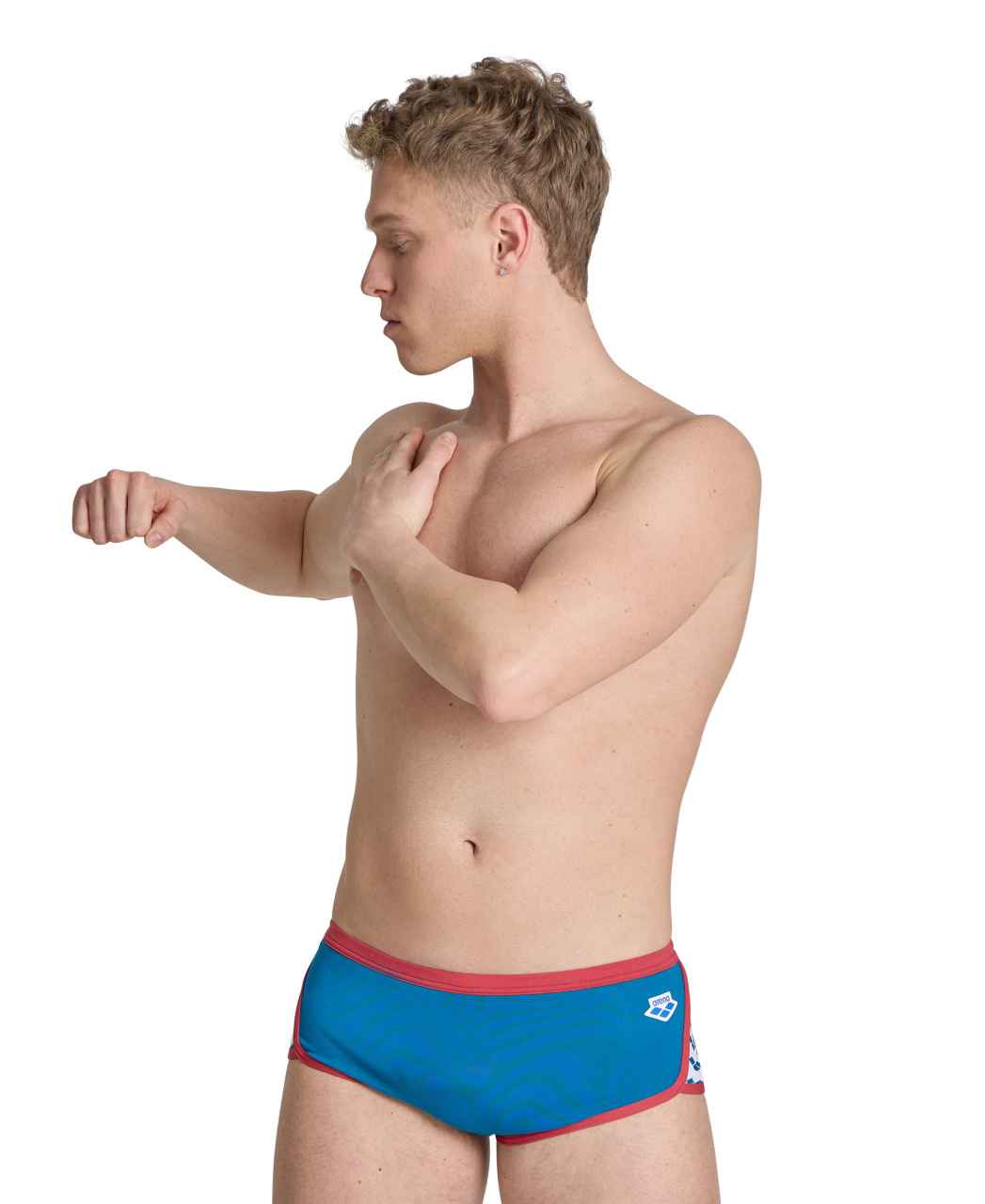 Slip bărbați Arena Icons Low Waist Short (Blue Cosmo / Astro Red)