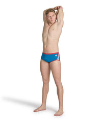 Slip bărbați Arena Icons Low Waist Short (Blue Cosmo / Astro Red)
