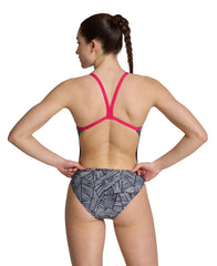 Costum Baie Femei W Arena Overview Swimsuit Challenge Back One Piece - Freak Rose White Multi