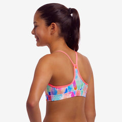 Bustieră înot fete Funkita Swim Crop Top - Tickle Pink