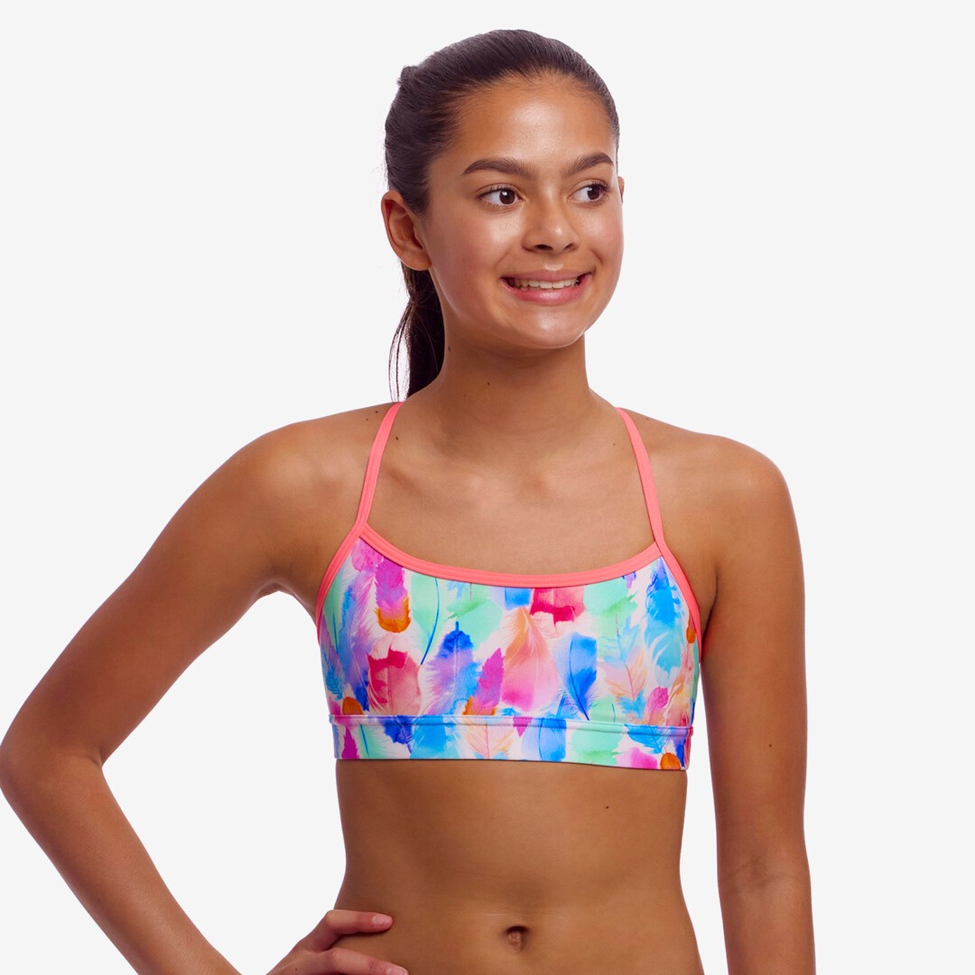 Bustieră înot fete Funkita Swim Crop Top - Tickle Pink