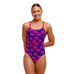 Costum menstrual înot Femei Funkita Diamond Secure One Piece - Pinky Palms