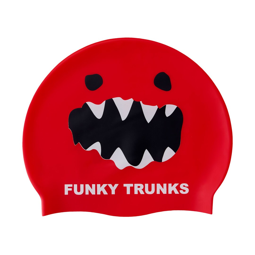 Cască înot silicon Funky Trunks - Red Monster