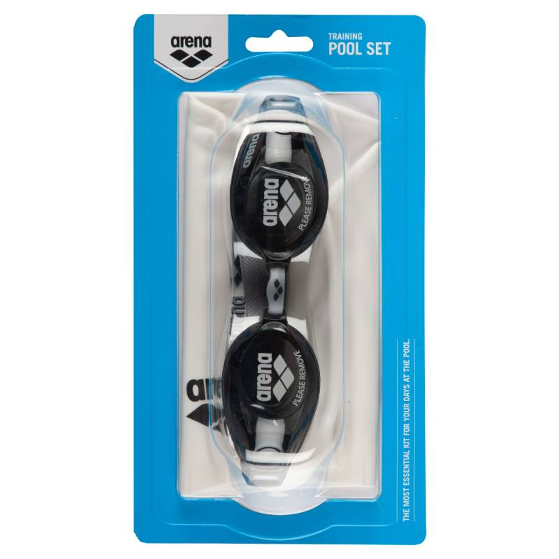 Set Cască + Ochelari arena Adulți (black-white)
