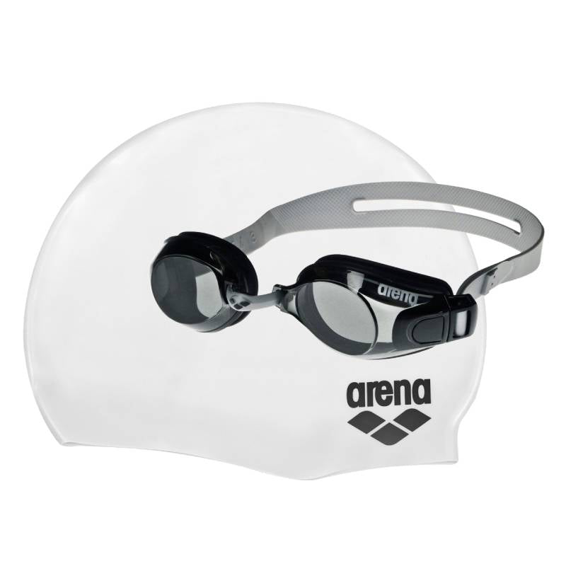 Set Cască + Ochelari arena Adulți (black-white)