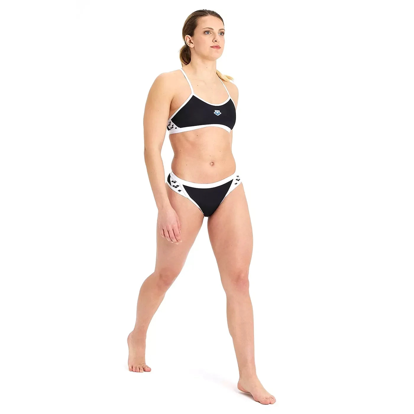 Costum baie Femei Arena Icons Bikini Cross Back Solid (black-white)