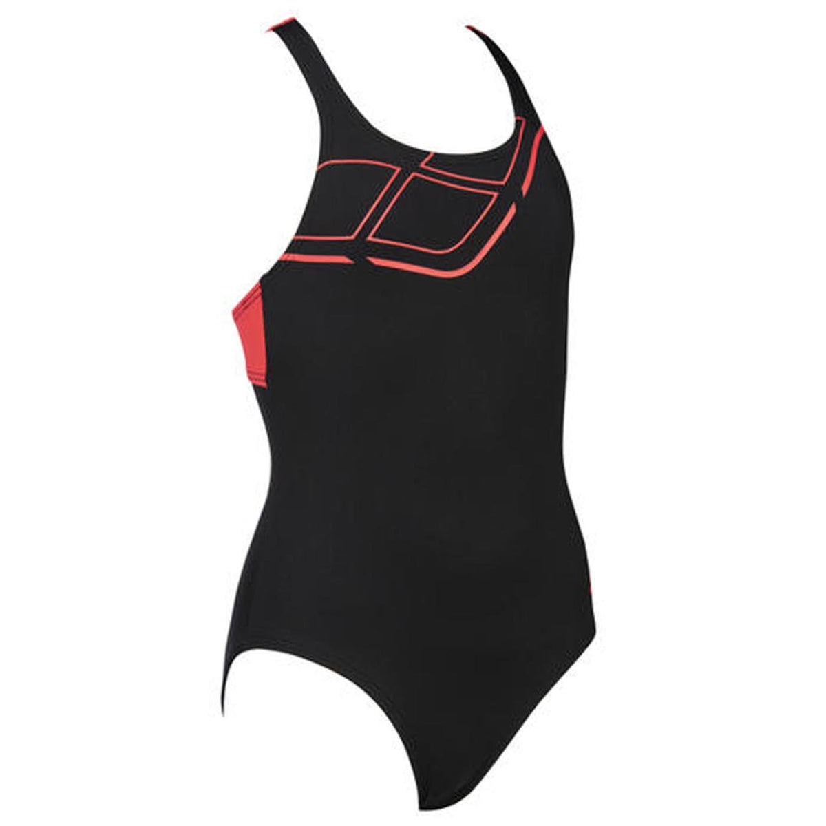 Costum înot fete Arena Essentials Swim Pro Back One Piece (Black-Fluo Red)