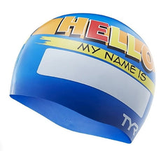 Cască înot copii TYR "Hello my name is..." (albastru)