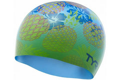 Cască înot silicon TYR Pineapple (verde-albastru)