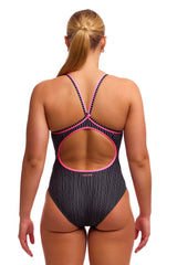 Costum menstrual înot Femei Funkita Diamond Secure One Piece - Pin Stripe