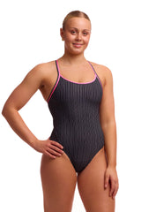 Costum menstrual înot Femei Funkita Diamond Secure One Piece - Pin Stripe