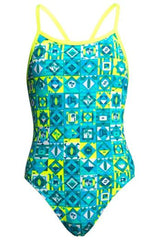 Costum înot fete Funkita Single Strap - Lime Light