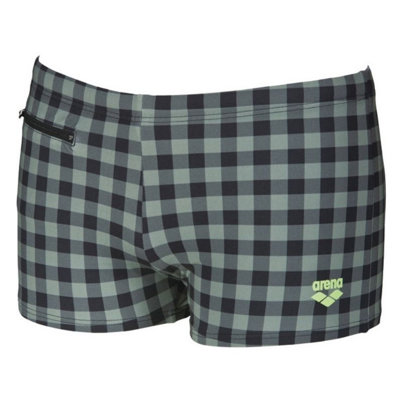 Boxeri bărbați Arena Small-Checks Short (Black-Army)