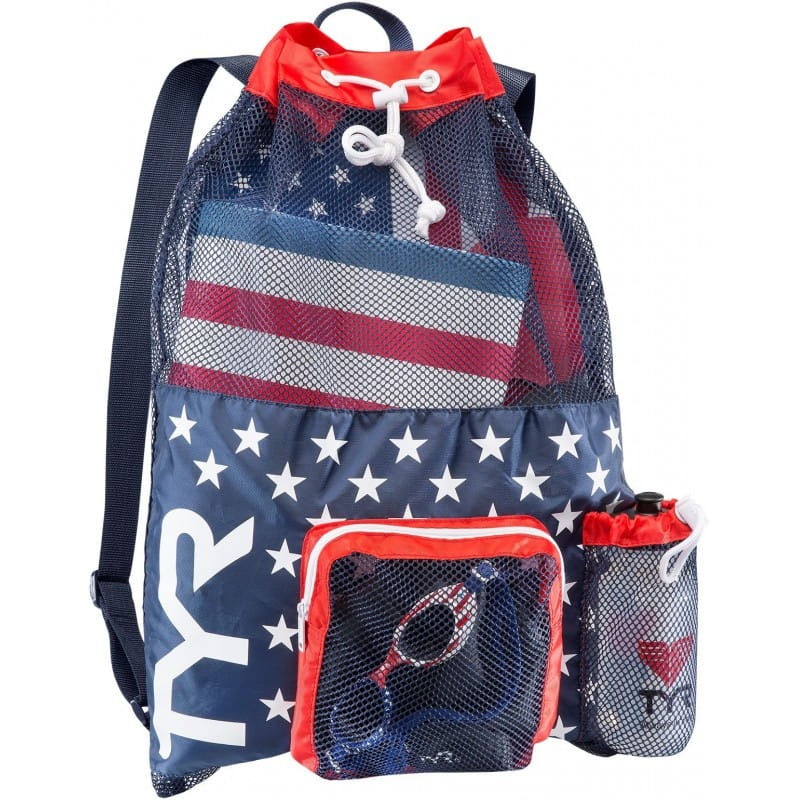 Sac echipament TYR Big Mesh Mummy Backpack (Roșu USA)