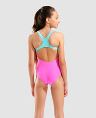 Costum înot fete Arena Lines Swim Pro Back (Shocking Pink/Water)