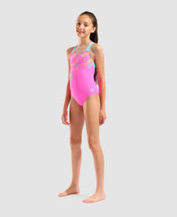 Costum înot fete Arena Lines Swim Pro Back (Shocking Pink/Water)