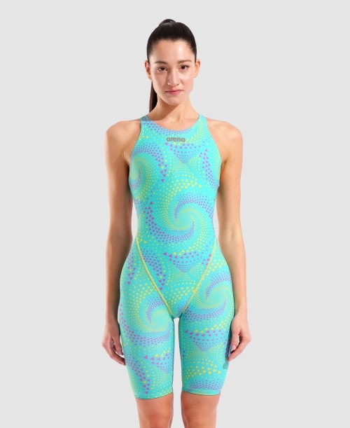 Costum competiție femei Arena Powerskin ST Next Fireflow Seaglass Openback LE