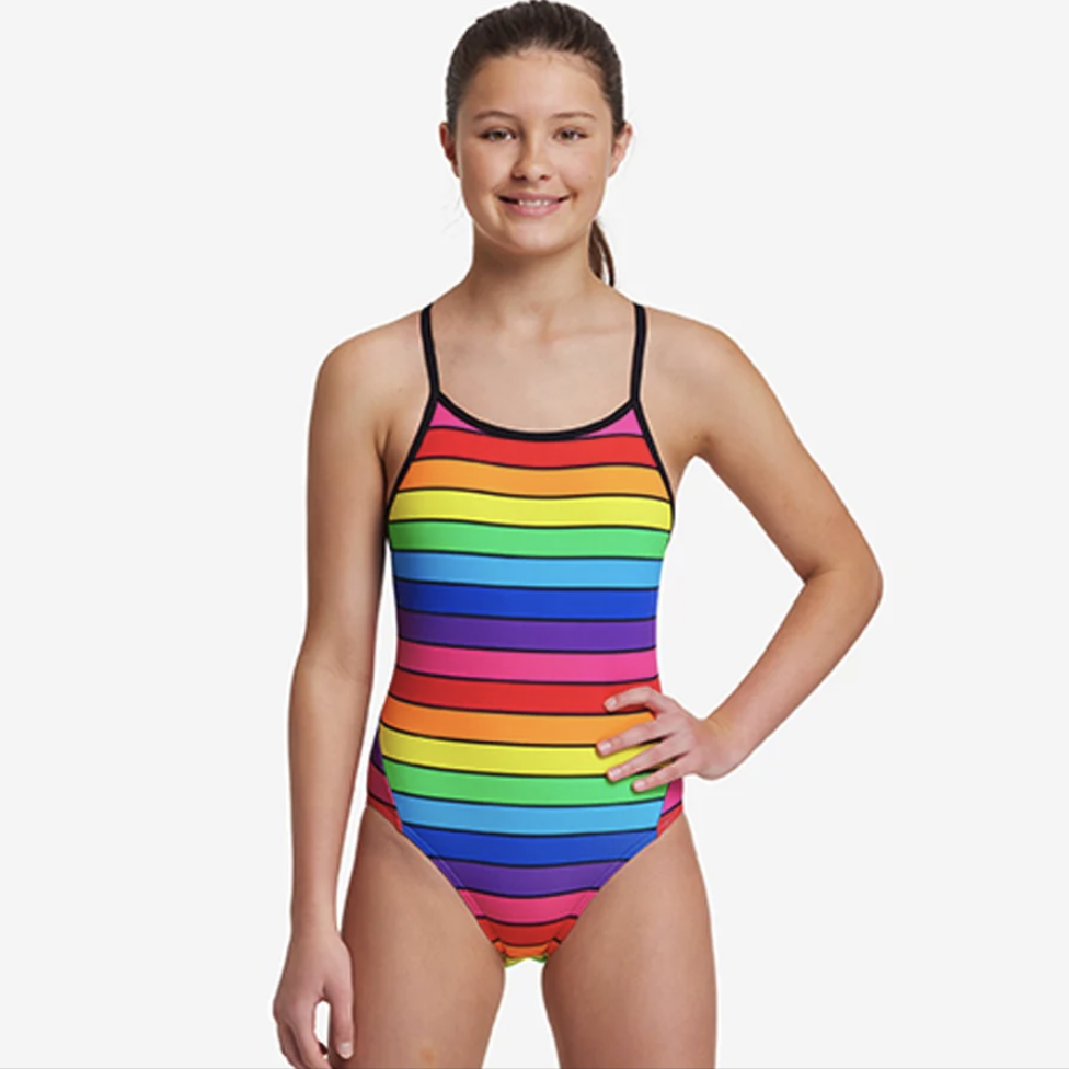 Costum înot Fete Funkita Diamond Back One Piece - Rainbow Racer