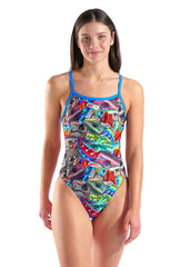 Costum înot femei Arena Iguanas Swimsuit Challenge Back (Multicoloured)