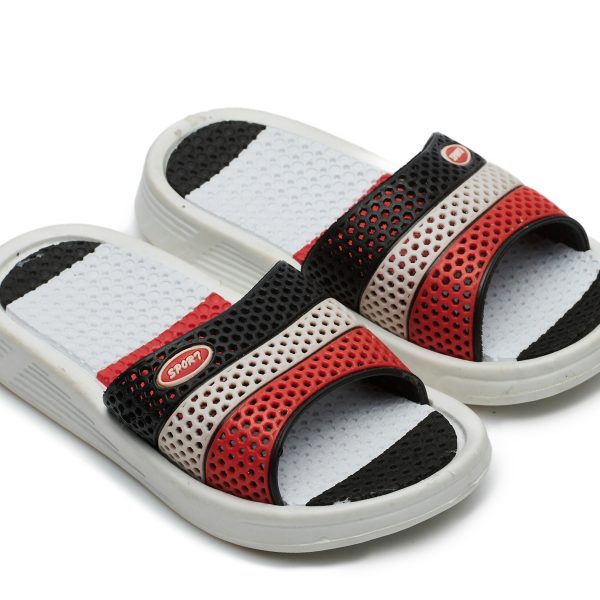 Papuci plajă/bazin copii mici Sport (negru/roșu/alb)