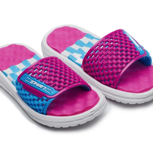 Papuci plajă/bazin copii mici Sport (magenta/bleu/alb)